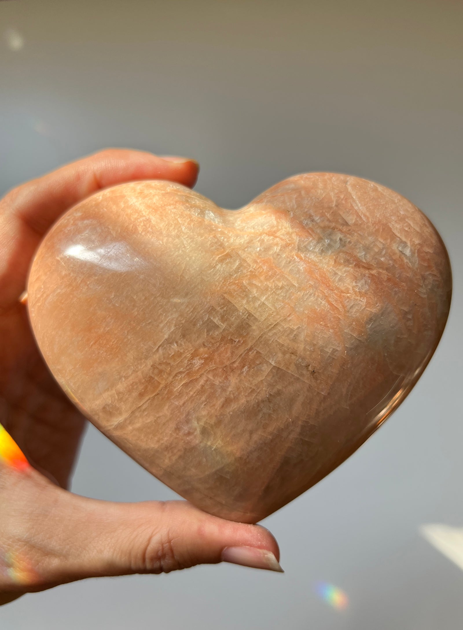 Peach high quality moonstone heart